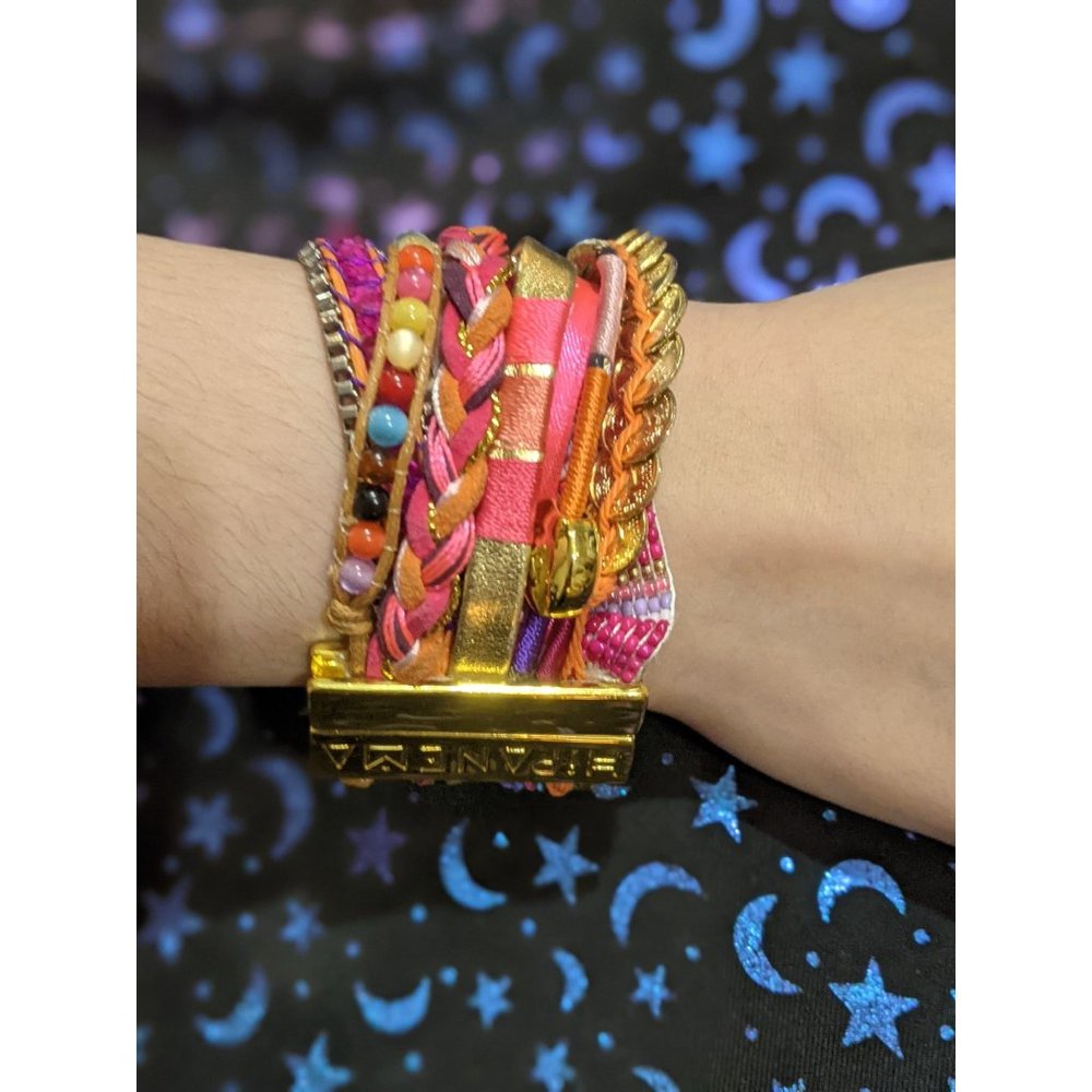 Rare Hipanema Pink And Gold Tone Bracelet